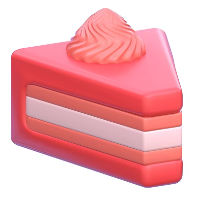 Delicious Pink Cake Slice With Colorful Layers And Swirled Cream Topping 3d model