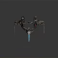 Futuristic Winged Aircraft Model With Metallic Texture And Blue Accent Design