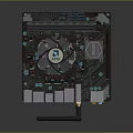 Computer Motherboard Hardware Component with Cooling Fan Heat Sink and Interface Ports 3d model
