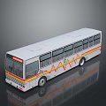 White Bus With Colorful Wave Patterns And Red Front