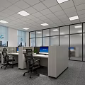 Modern Public Office Interior Design With Cubicles Computers Office Chairs And Glass Partitions