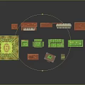 Wooden And Green Furniture Equipment Including Sofa Cabinet Carpet And Piano
