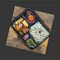 Tasty Bento Box With Grilled Chicken Fresh Vegetables Rice And Creamy Sauce