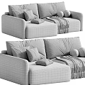 Modern Minimalist Double Seater Fabric Sofa With Stylish Pillows Throw Blanket And Multiple Color Options