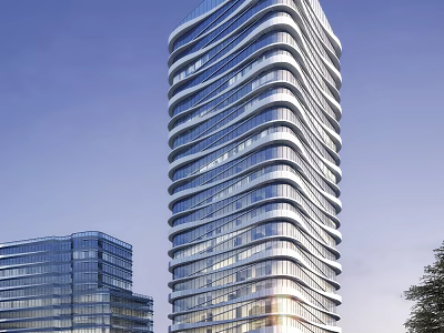 Modern Tall Office Building With Glass Curtain Wall And Spiral Exterior Design 3d model