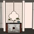 Entrance New Chinese-style Screen Partition Corridor 3d model