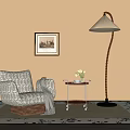 Middle ancient style leisure sofa single sofa floor lamp 3d model