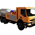 Yellow Functional Truck With Large Silver Storage Tank And Blue Components 3d model