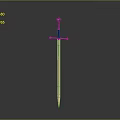 Enchanted Glowing Orange Blade Sword With Black Hilt On Gray Background