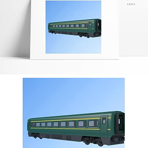 Green train Modern train 3d model