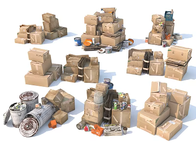 Waste Paper Case Carton Box Trash Bin Carton Combination Can 3d model