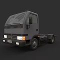 Gray Commercial Truck With Single Cab Chassis Front View On Black Background
