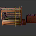 Wooden Bunk Bed Set With Mattress Ladder And Dresser Drawers