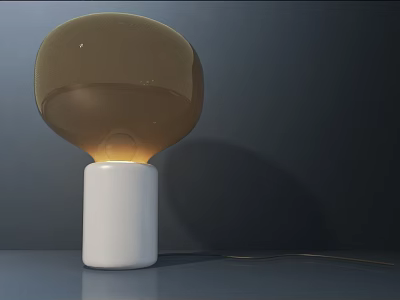 Modern Design Table Lamp With Yellow Dome Shade White Cylindrical Base And Warm Light 3d model