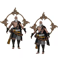 Game Movie Character Elderly Bearded Male In Traditional Outfit With Decorative Circular Backpiece And Tassel Belt