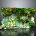Natural Terrain with Green Moss Covered Rock Surface and Small Yellow Spots and Natural Indentations