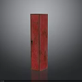 Red Vintage Cabinet with Textured Surface and Wooden Structure as Storage Furniture