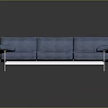 Modern Blue Fabric Three Seater Sofa With Metal Legs And Armrests