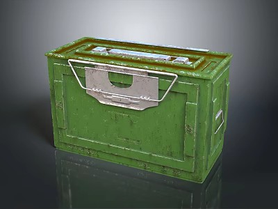 Green Military Weapon Storage Box With Metal Handle And Durable Construction 3d model