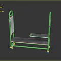 Construction Cart With White Frame Two Tier Gray Surface And Wheels 3d model