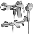 Modern Chrome Shower Head Collection with Handheld Fixed and Overhead Styles 3d model