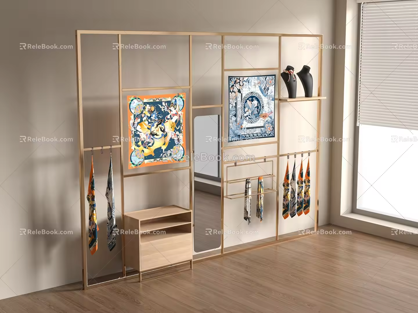 Display Rack Modern Silk Scarf Display Rack 3d model