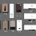 Different Types Of Essential Household Water Heaters With Various Brands And Colors