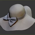 Stylish Wide Brim Straw Hat With Light Blue Bow Decoration For Summer