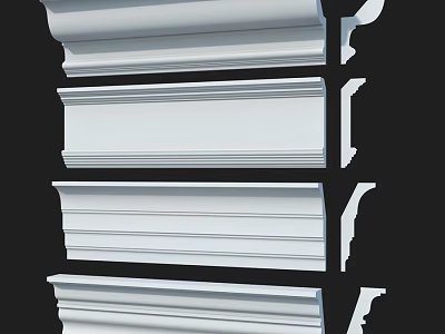 White Decorative Moldings With Various Profiles For Interior Design Projects 3d model