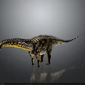 Spotted Long Neck Dinosaur 3D Model Featuring Brown White Yellow Spots On Gray Reflective Background