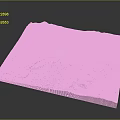 Detailed 3D Terrain Model Showcasing Volcanic Mountain Peak With Snow Covered Summit And Green Vegetation