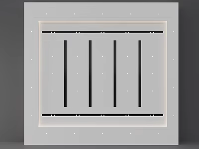 Modern White Ceiling Panel With Black Vertical Strips And Decorative Borders 3d model