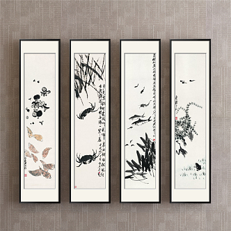 New Chinese Animal Painting Green Living Room Flowers, Birds, Fish and Insect 3d model