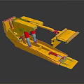 Yellow Mechanical Equipment With Extended Arm Red Components And Base