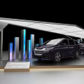 Toyota Car Exhibition Booth With Modern Design And Data Display Columns 3d model