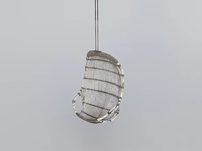 Modern Metal Hanging Chair With Wire Mesh Design And Chain Suspension 3d model