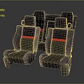 Comfortable Airplane Passenger Seats In Gray Black With Red Stripes Design