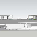 Modern Entrance Gate Design With Building Facade Green Trees Car And Road