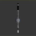 Modern Tactical Rifle With Silver Black Body Blue Drum Magazine And Sleek Grip Design