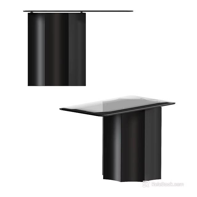 Modern Black Glass Top Display Stand With Sleek Pillar Base Design Structure 3d model