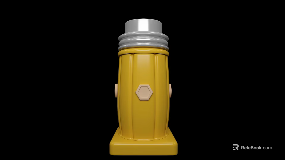 Yellow Condiment Bottle with Silver Lid Hexagon Design and Sturdy Base for Kitchen Use 3d model 