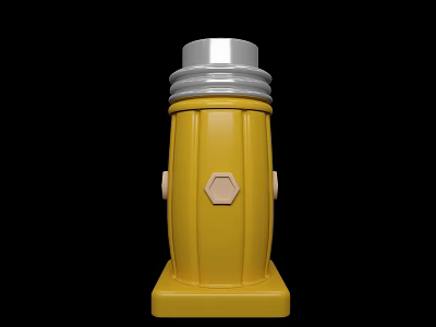Yellow Condiment Bottle with Silver Lid Hexagon Design and Sturdy Base for Kitchen Use 3d model