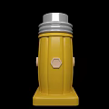 Yellow Condiment Bottle with Silver Lid Hexagon Design and Sturdy Base for Kitchen Use