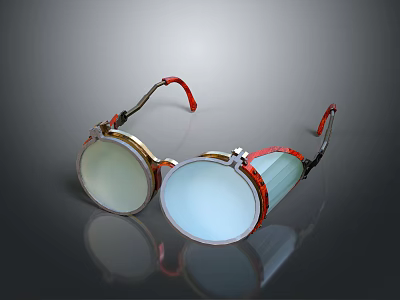 Elegant Jewelry Glasses With Gold Frame Red Accents And Light Tinted Lenses 3d model