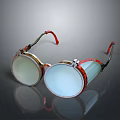 Elegant Jewelry Glasses With Gold Frame Red Accents And Light Tinted Lenses