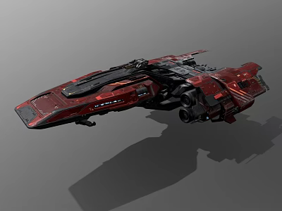 Red Futuristic Interstellar Spaceship With Complex Cosmic Design And Advanced Structure 3d model