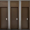Dark Brown Wooden Hinged Doors With Geometric Patterns And Silver Handles