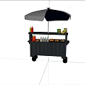 Commercial Mobile Food Cart With Umbrella Condiments Ketchup Mustard And Beverage Bottles For Outdoor Vending
