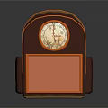 Vintage Brown Leather Desk Clock With Analog Dial And Storage Compartment