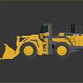 Yellow Construction Loader With Large Bucket Big Tires And Cabin Design 3d model